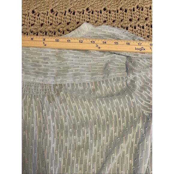 Pendleton Women’s Sheer Swiss Dot Baby Blue Peasant Blouse -Tassels - Size‎ L - Picture 16 of 16